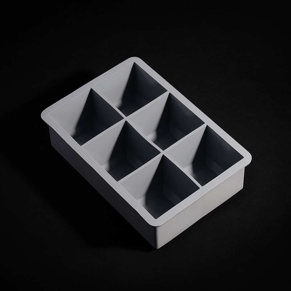 Large 2” Silicone Ice Cube Mold w/ Clear Lid-Grey