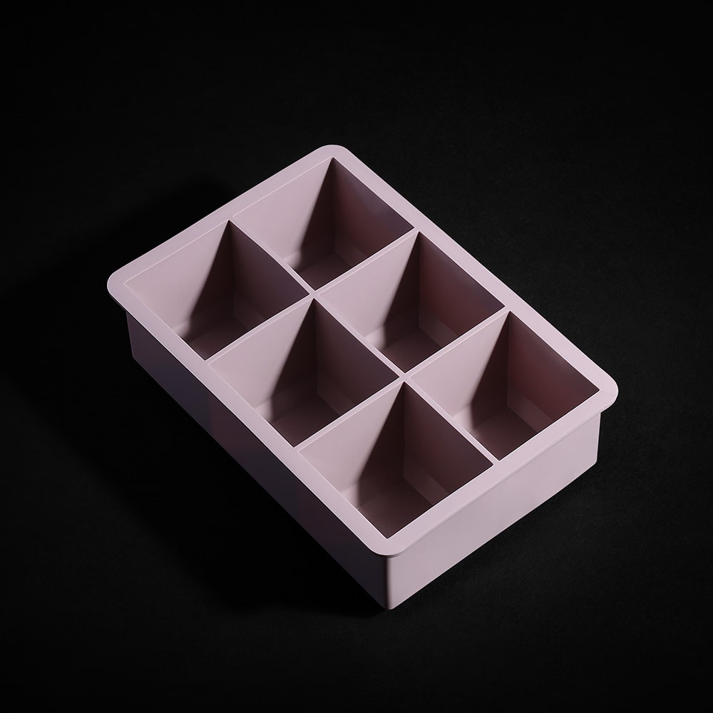 Large 2” Silicone Ice Cube Mold w/ Clear Lid-Pink
