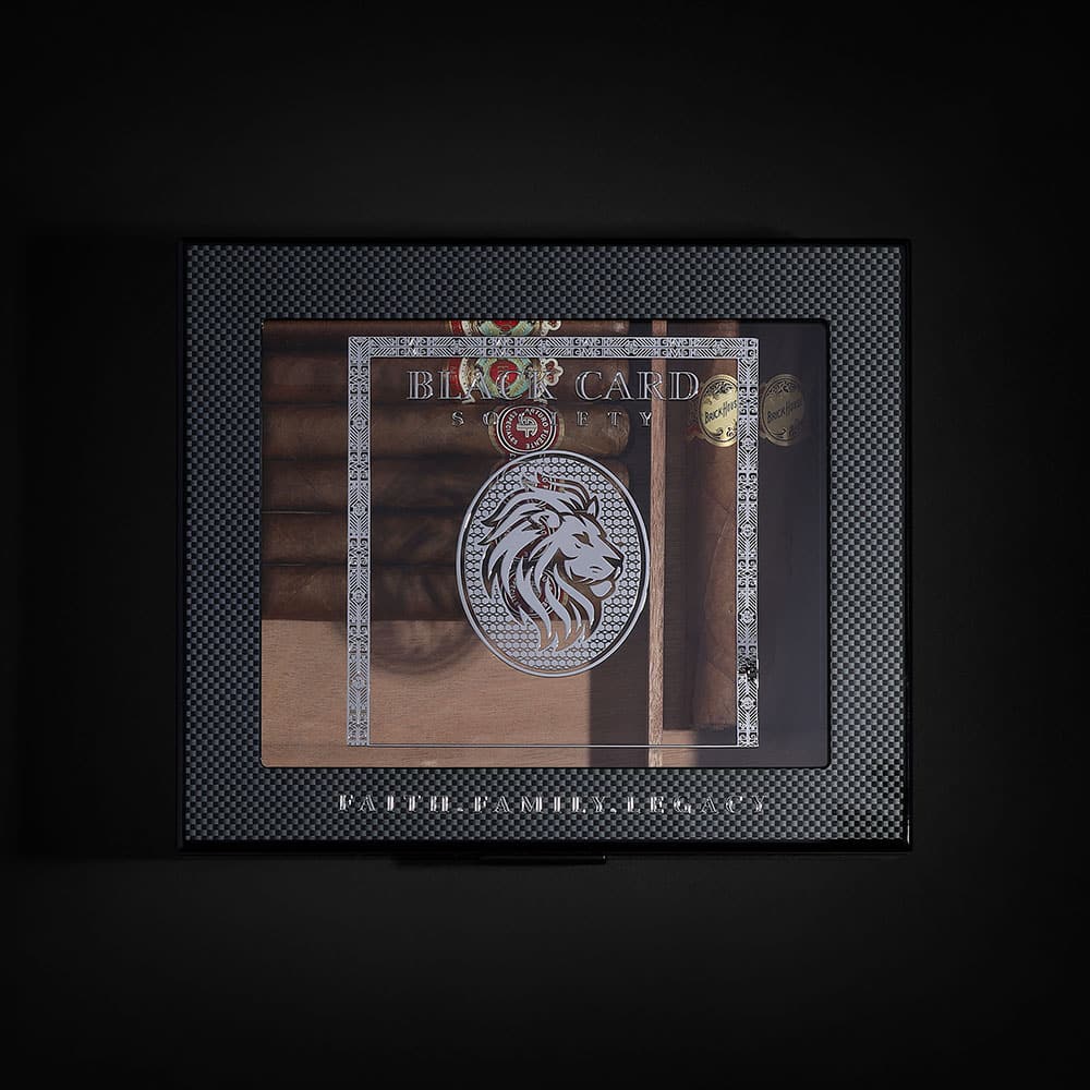 Custom Black Card Society Handcrafted Carbon Fiber Cedar Wood Humidor w/ Front Digital Hygrometer
